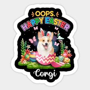 Bunny Corgi Oops Happy Easter Eggs 2024, Easter Dog Sticker